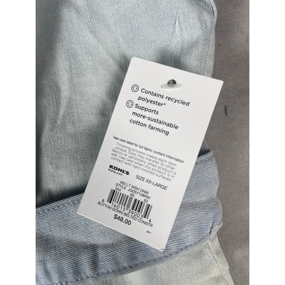 SO Light Blue Denim Button-Front Mini Dress with Tie Belt - Picture 4 of 6